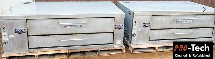 Refurbished 2 BAKERS PRIDE Y600 Y602 NATURAL DECK GAS DOUBLE PIZZA OVENS NEW STONES