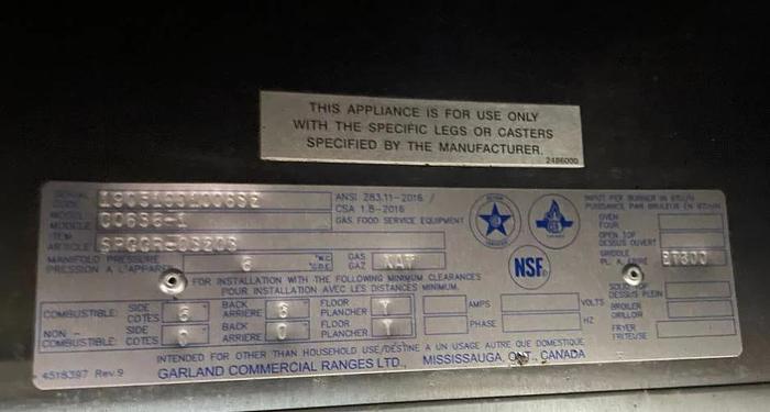 Refurbished Gas -Garland C0836-1 Griddle top range