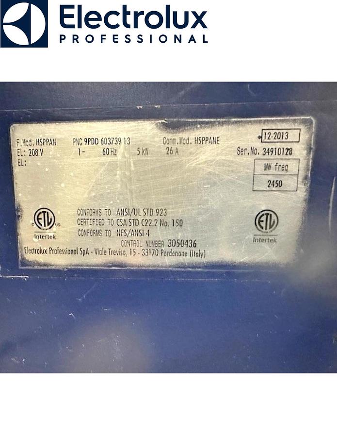 Used ELECTROLUX Model: HSPPAN COMMERCIAL HIGH SPEED PANINI SANDWICH PRESS GRILL 208V