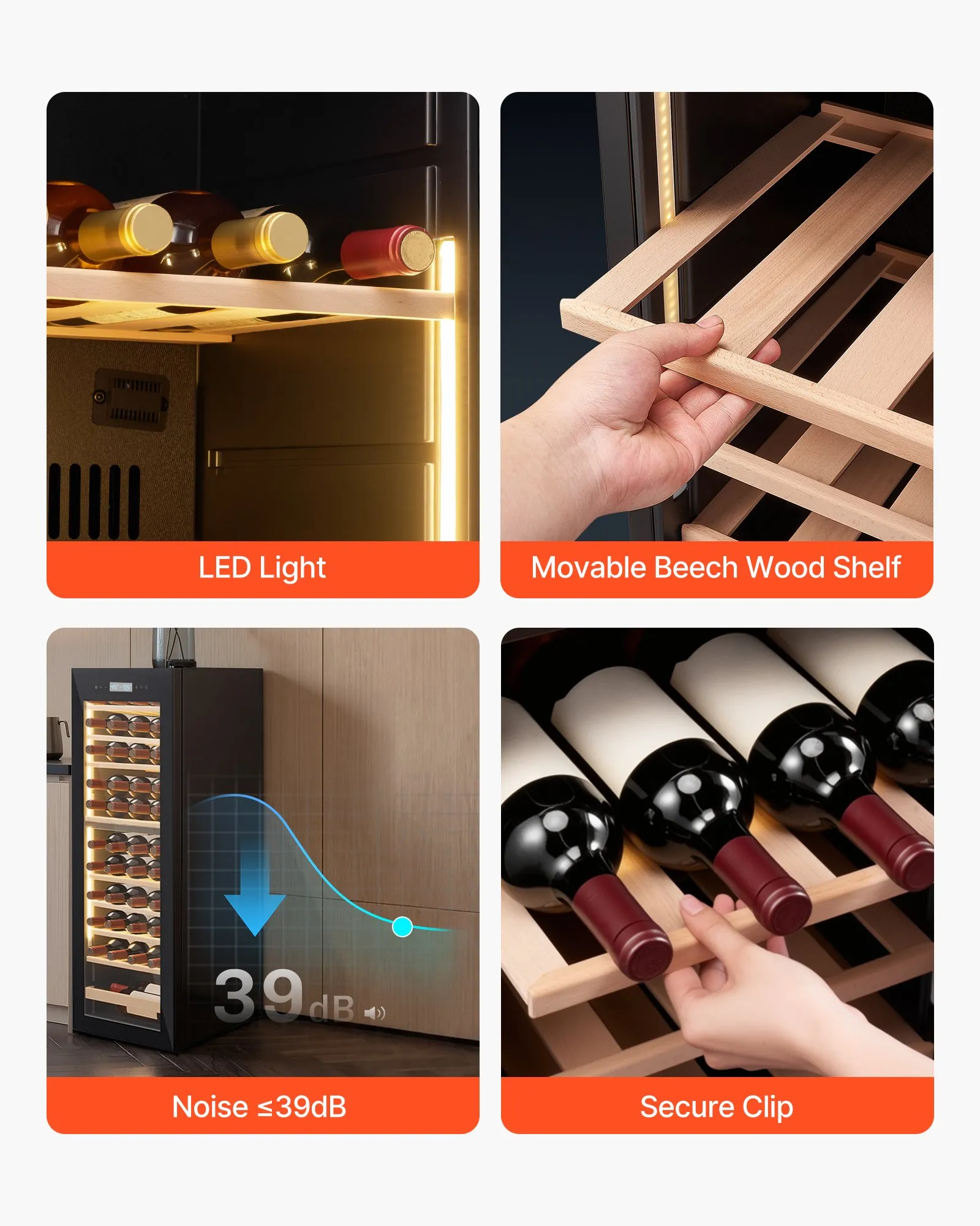 Used 42 Bottle Wine Fridge, Freestanding Wine Cooler Refrigerator, Dual Zone Cooler, 41℉ to 65℉ Adjustable Temp Mini Cellar, Glass Door, For Home Office Bar, Red White Champagne or Sparkling Wines