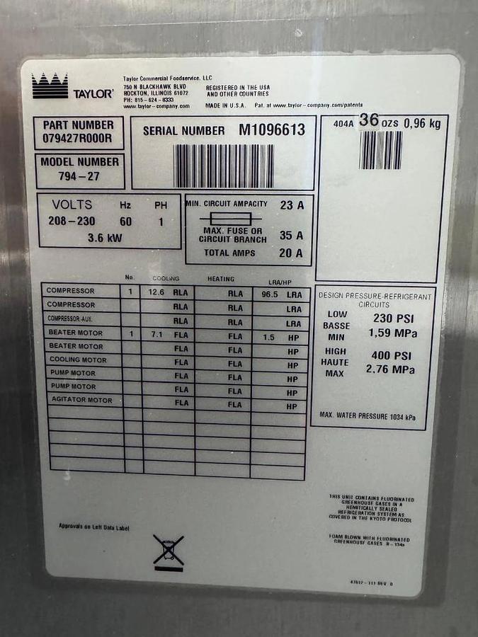 Used Taylor Model 794-27 two flavor and a twist air cooled soft serve machine - 3 available