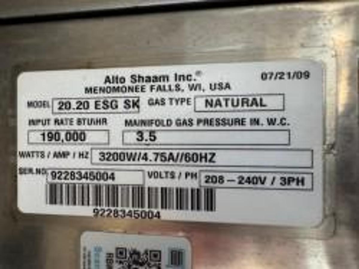 Used Alto Shaam Combi Oven Smoker Gas 20 Pan Roll in Rack Modedl 20.20 ESG