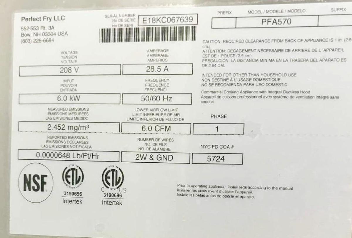 Refurbished Perfect Fry PFC570 Fully Automatic Ventless Deep Fryer - Counter Top Model