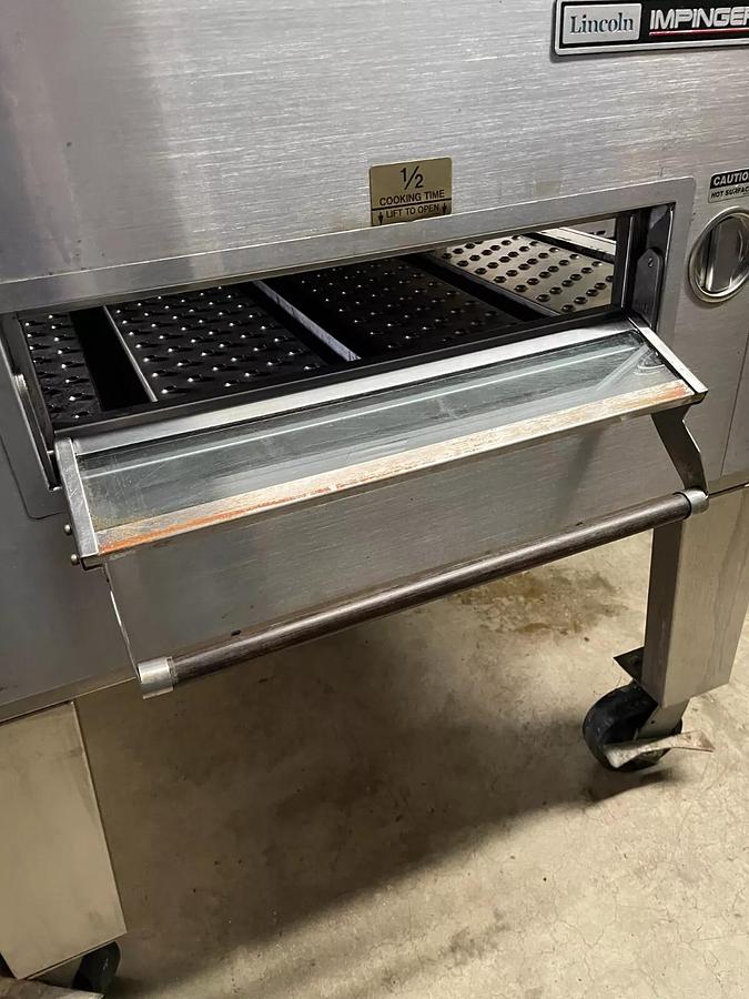 Used Lincoln Impinger 1600 - Single Deck 32" Gas Conveyor Pizza Oven w/Stand Casters