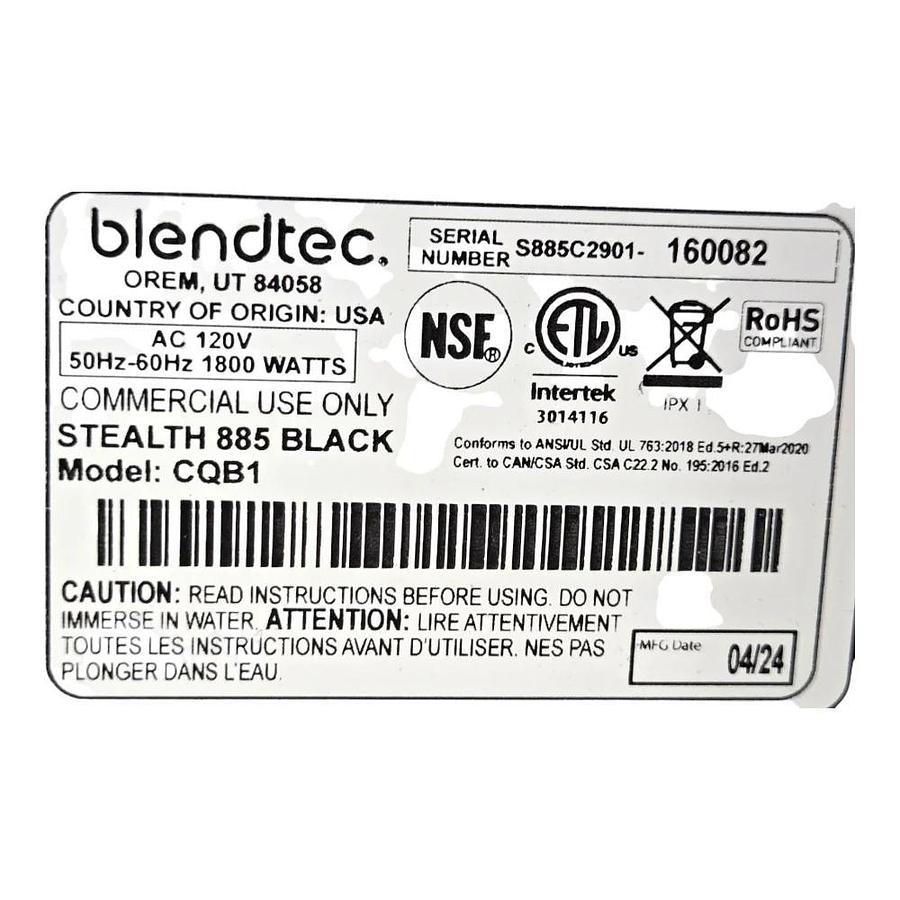 Used Blendtec Stealth 885 Blender with Extra Jug -WARRANTY