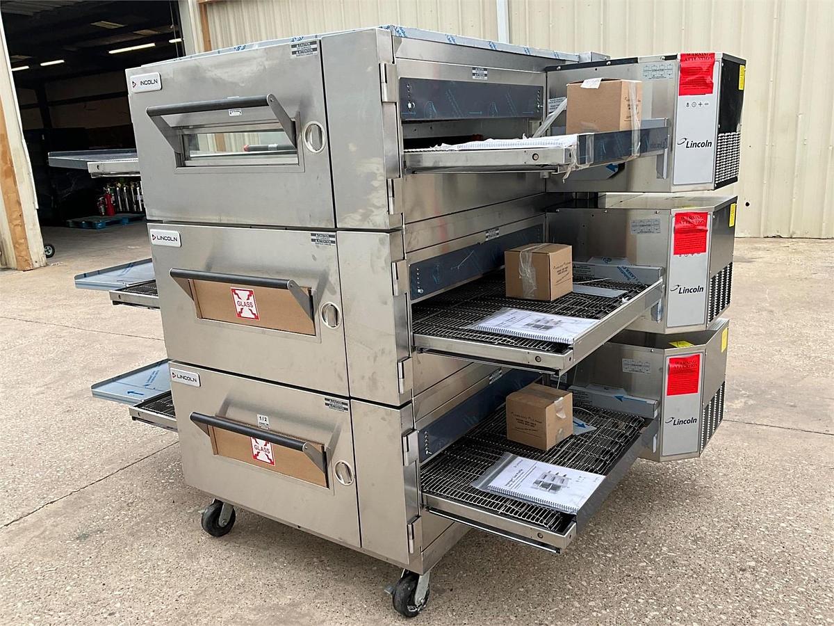 Used 3 stack Lincoln Impinger gas 1600 conveyor oven - tech checked - BRAND NEW -NEVER BEEN USED