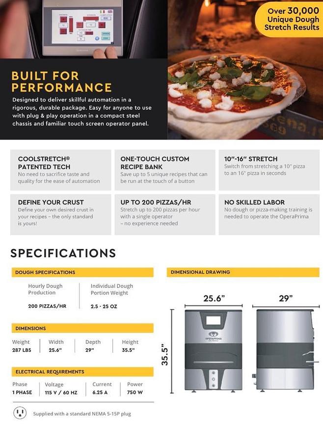 Used BRAND NEW OperaPrima Italiaforno Commercial Pizza Shaper - Factory Crated