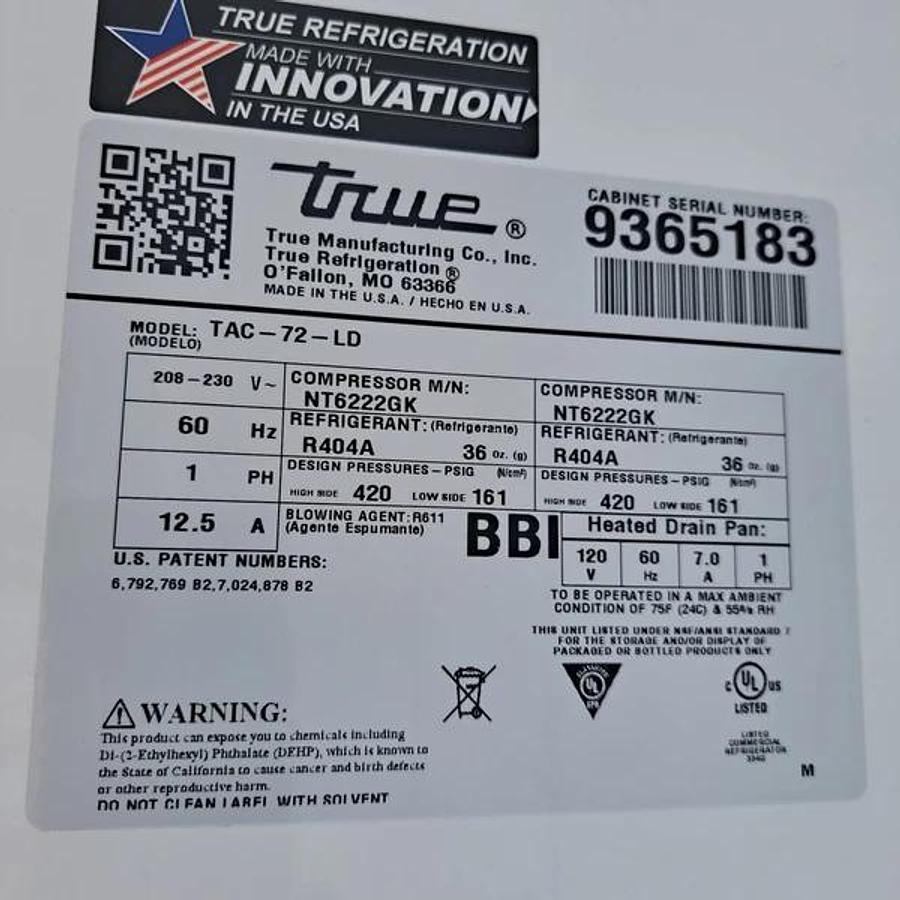 Used TRUE - TAC-72-LD - Fridge - Open Air Merchandiser - 72 Inch
