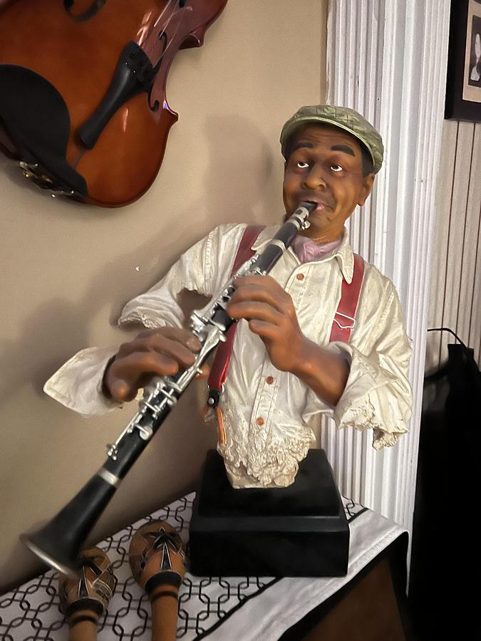 Used Decor item - Clarinet Player - ghostly -OPEN TO OFFERS