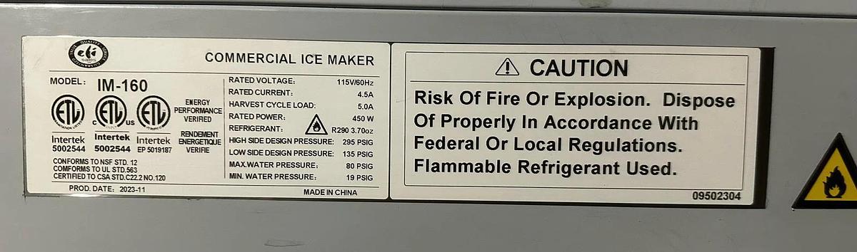 Used EFI IM-160 Ice Machine