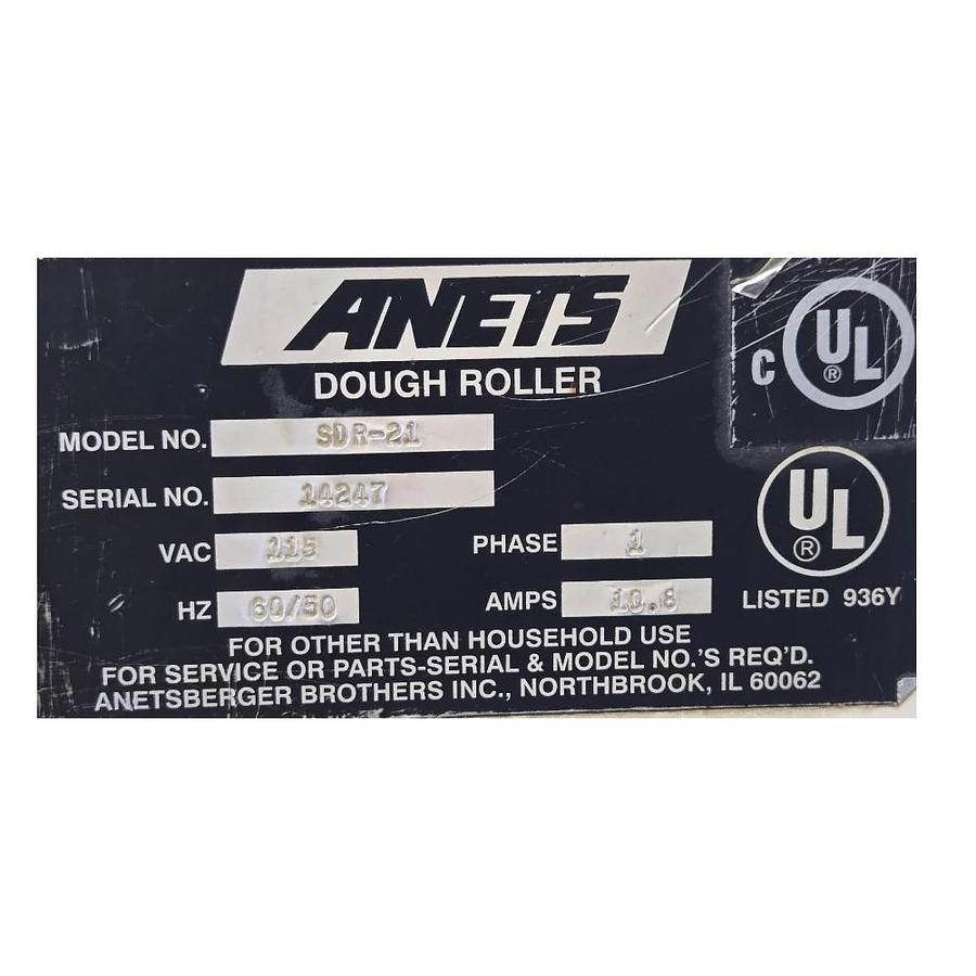 Used Anets SDR-21 Dough Roller -WARRANTY