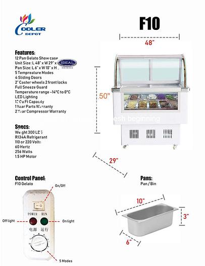 12 PAN GELATO ICE CREAM DISPLAY CASE