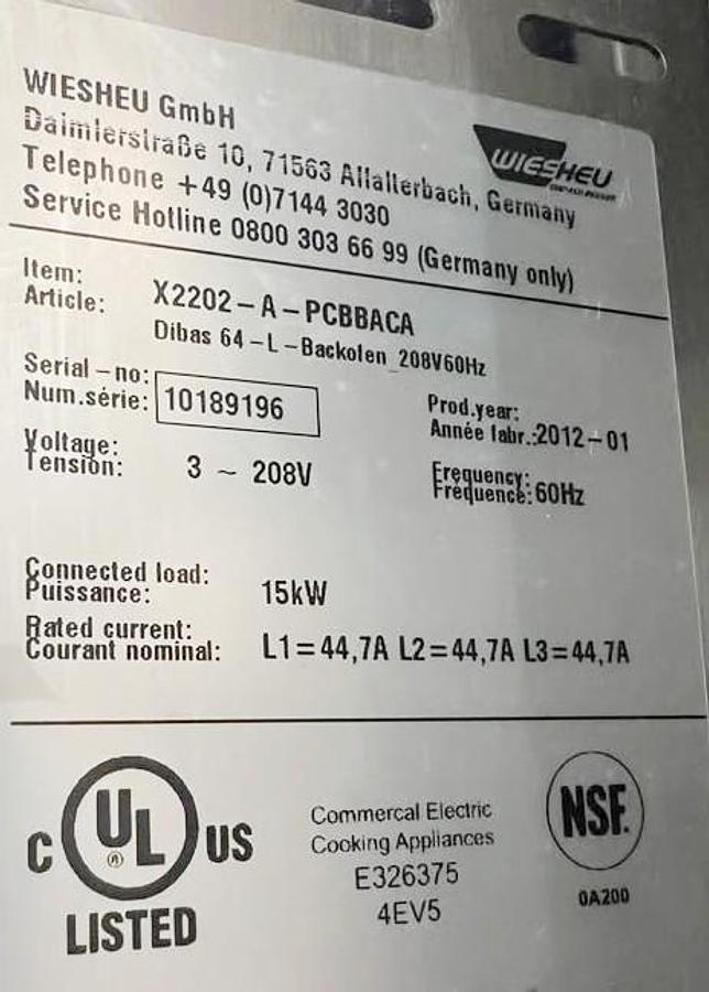 Used Wiesheu oven with proofer - MADE IN GERMANY