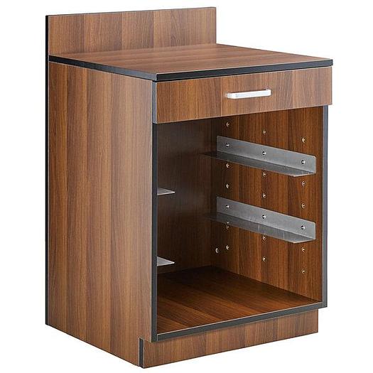 Used 24" Walnut Waitress Station with Drawer and 4 Adjustable Stainless Steel Rack Holders