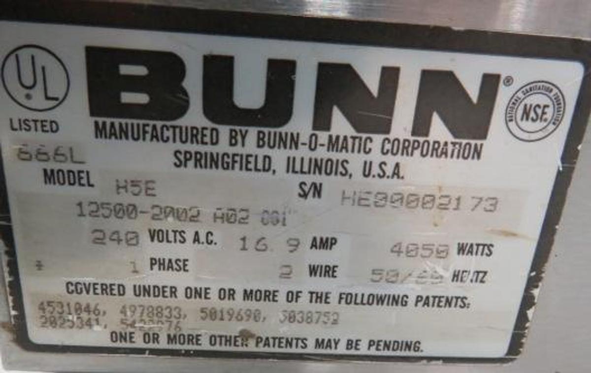 Used Bunn Hot Water Dispenser Model H5E