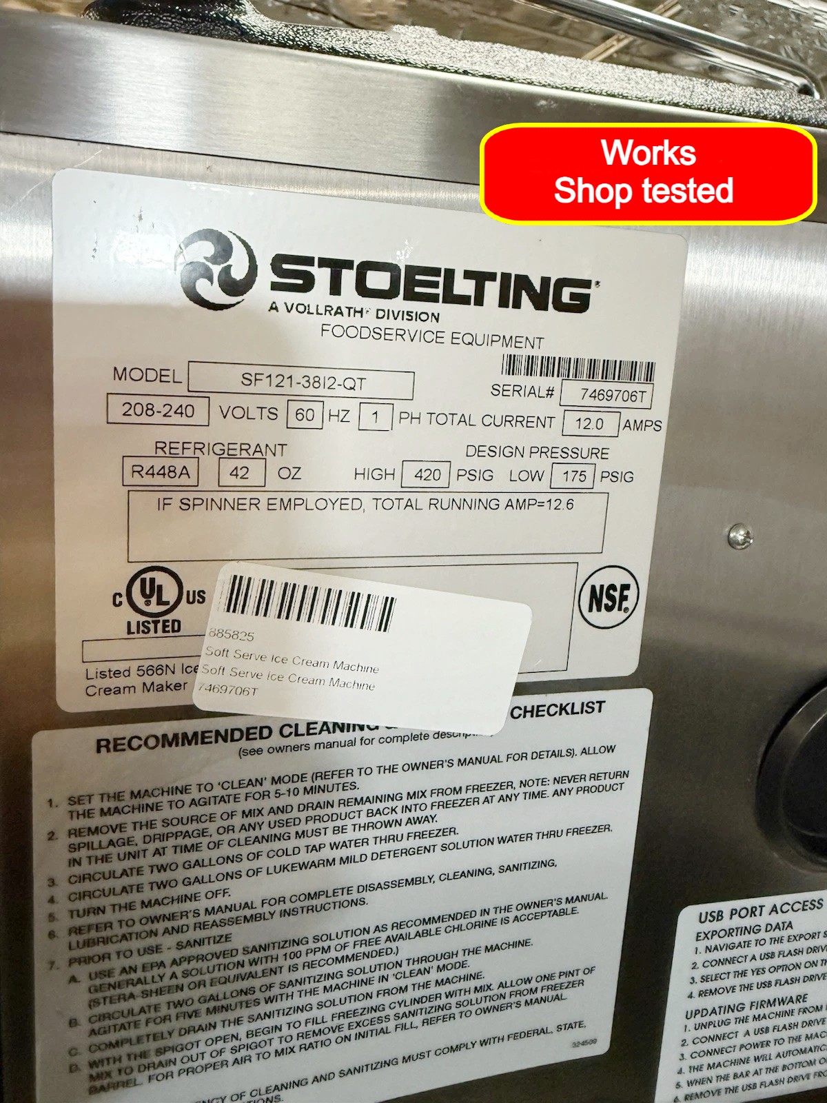 Used Stoelting ice cream machine SF121-3812