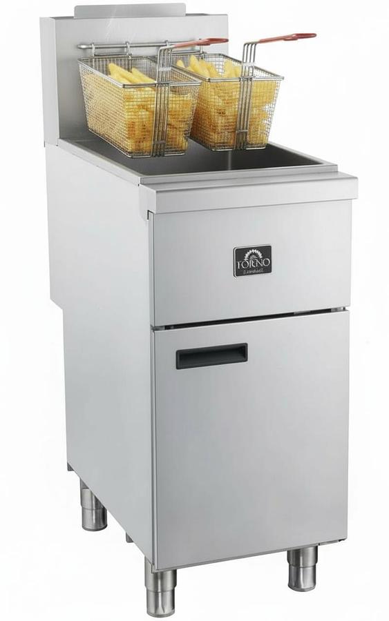 Used orno 15.5 in. 40 lb Stainless Steel Natural Gas Commercial Deep Fryer with Twin Baskets