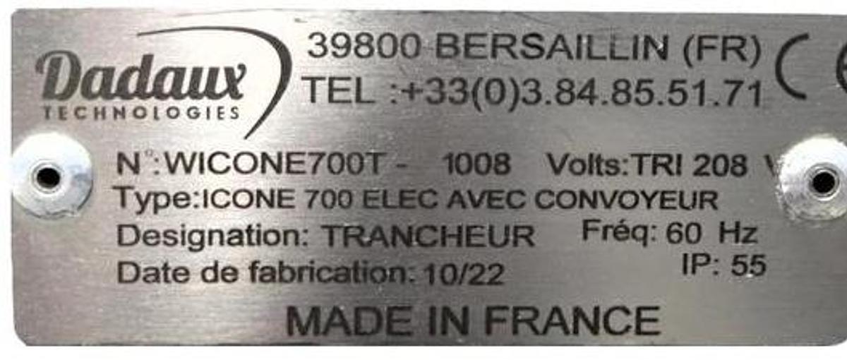 Used Dadaux ICONE700-CONV-BAND Meat  - Bacon Slicer - like new - WARRANTY