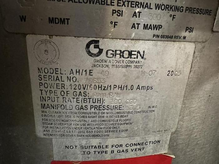 Refurbished GROEN 40 GALLON GAS STEAM JACKETED KETTLE