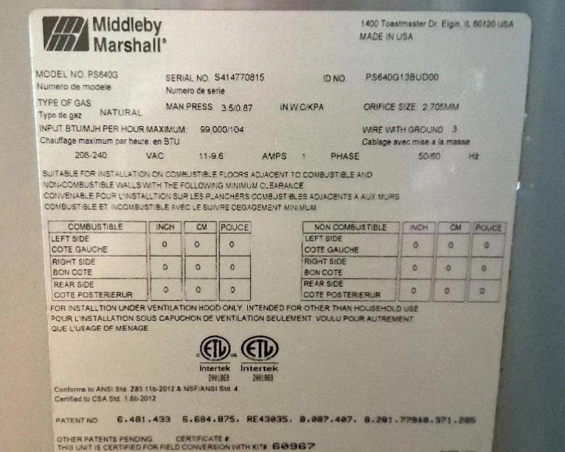 Used Middleby Marshall Wow Double Stack Conveyor Pizza Oven, PS640G...