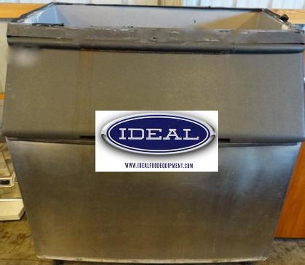 Used Stainless Steel Commercial Ice Bin w/ Poly Flap Lid. 48 x 34 x 51