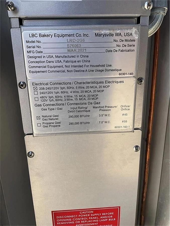 Used 2021 LBC gas double rack oven steam injected