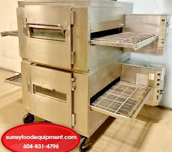 Refurbished LINCOLN IMPINGER 1450 & 1200, DOUBLE STACKED NAT GAS, 32"W CONVEYOR PIZZA OVEN