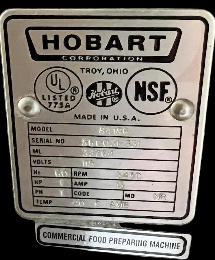 Used Hobart Buffalo Chopper - 84186 - 18" bowl - single phase