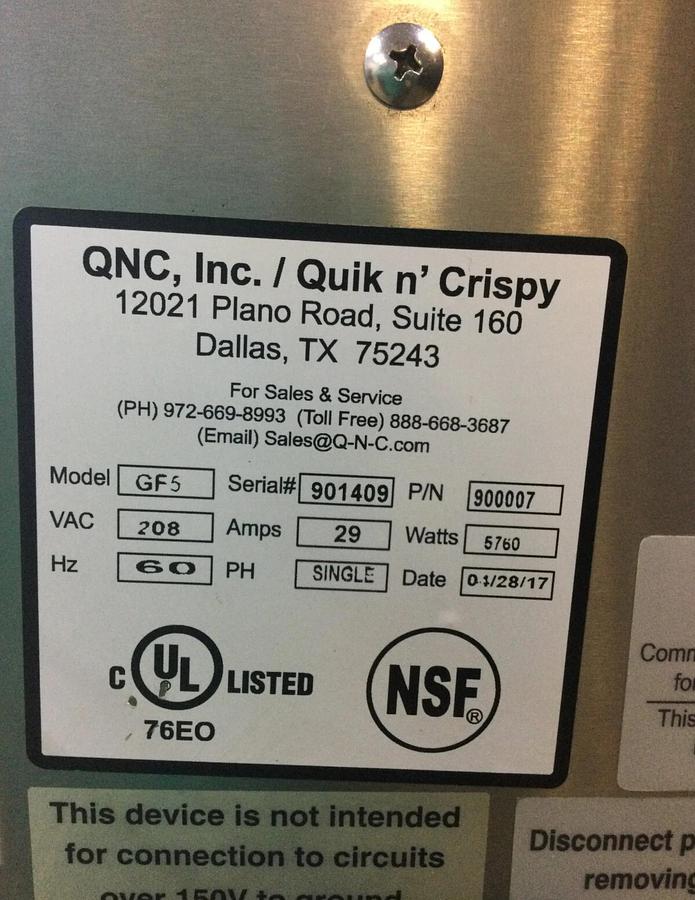 Used Quik n' Crispy GF5 Double Greasless Ventless Commercial Air Fryer Oven