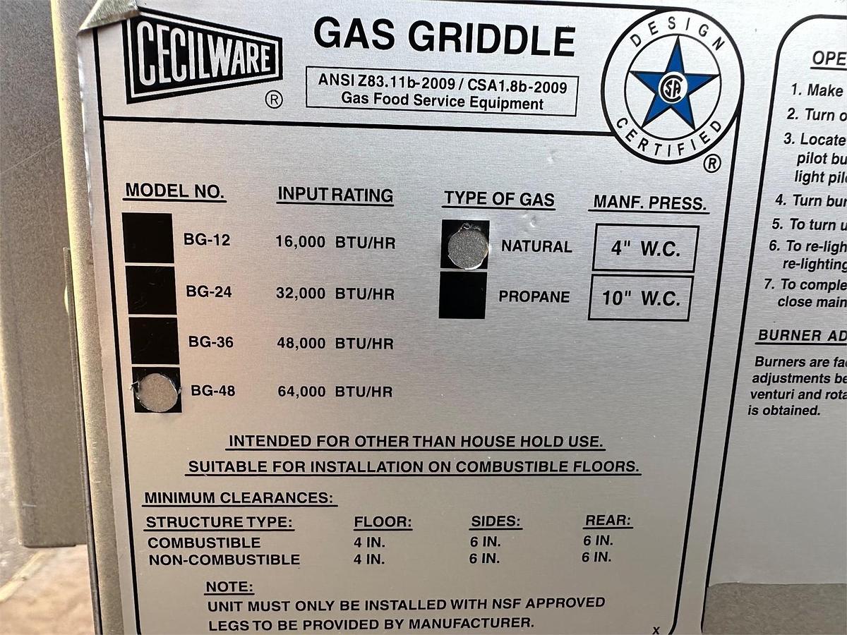 Used Grindmaster-Cecilware Countertop 48" Gas Griddle - LIKE NEW