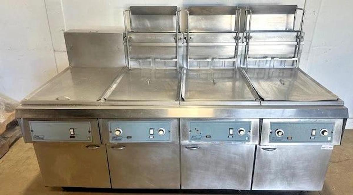 Used PITCO F18SS-CLQV"H.D COMMERCIAL N GAS FRYER WITH DUMPSTER AND 6 BASKETS