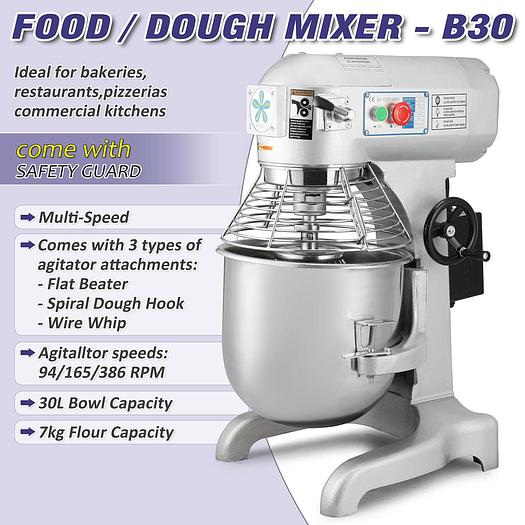 1.5Hp 30 Qt Commercial Bakery Mixer Dough Blender Food Mixer Gear Driven - BRAND