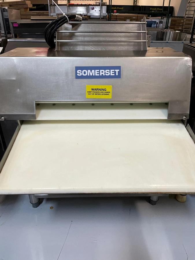 Used Somerset CDR-2000M 20 inch Metallic Countertop Two Stage Dough Sheeter