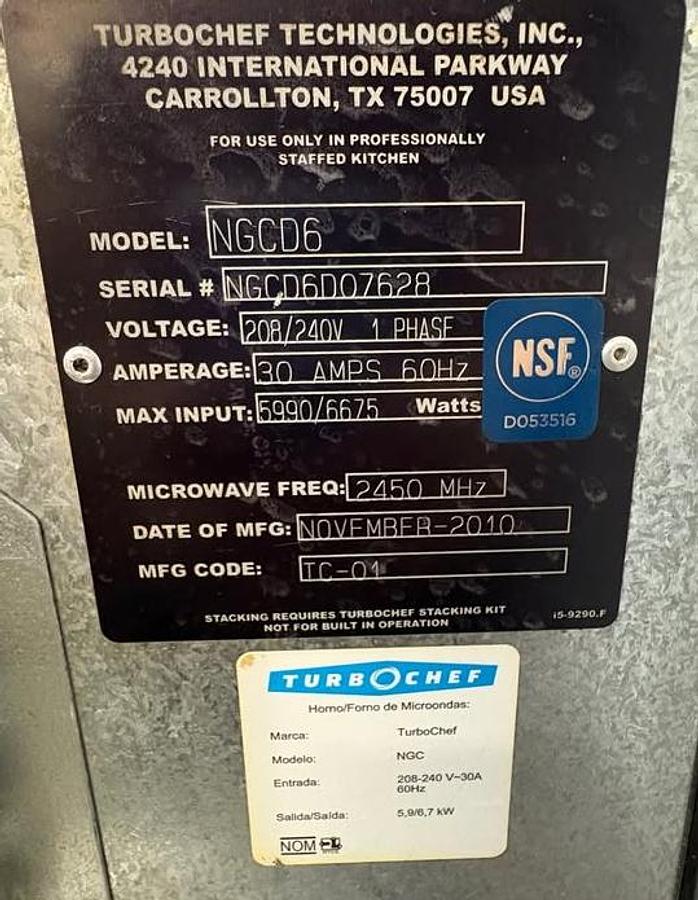 Used Torando Turbochef Rapid Cook Oven