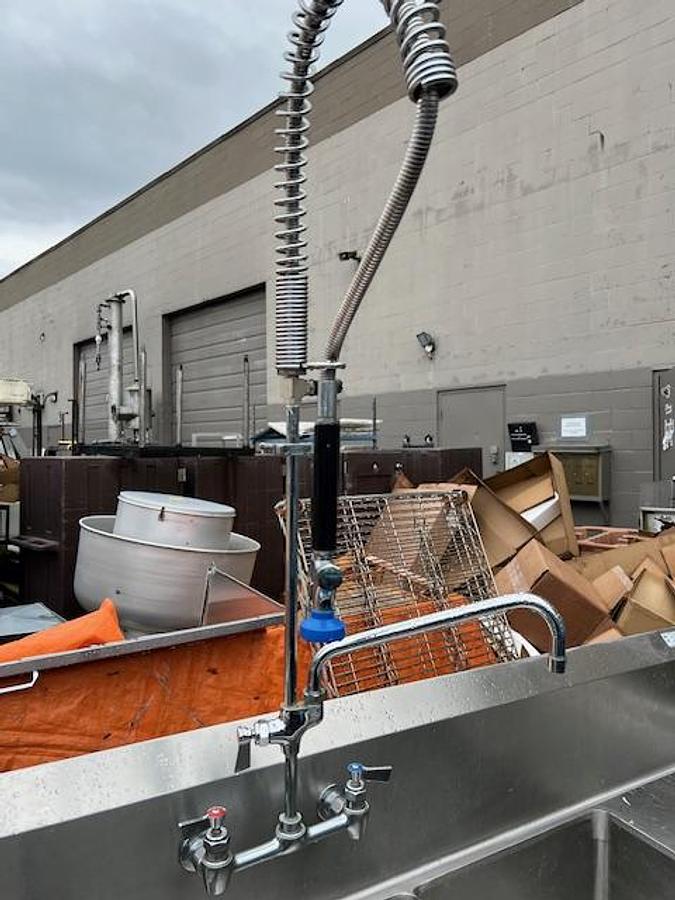 Used Triple pot sink with drainboard and faucet