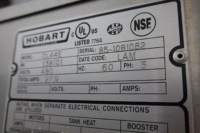 Used HOBART HIGH TEMPERATURE DISHWASHER MODEL CL44E