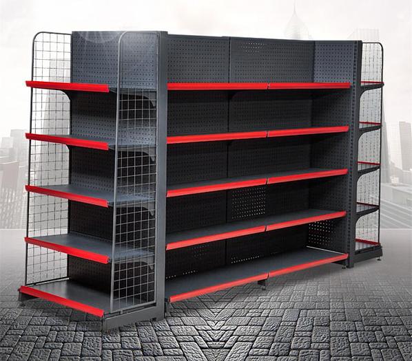 Used Shelving store fixtures - pair of gondola wire shelving grid