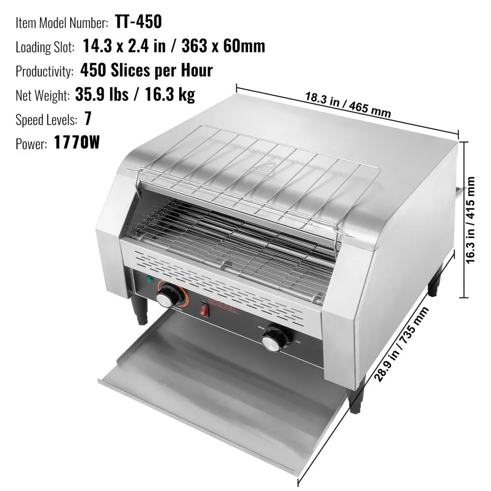 Used Commercial Conveyor Toaster, 450 Slices/Hour Conveyor Belt Toaster
