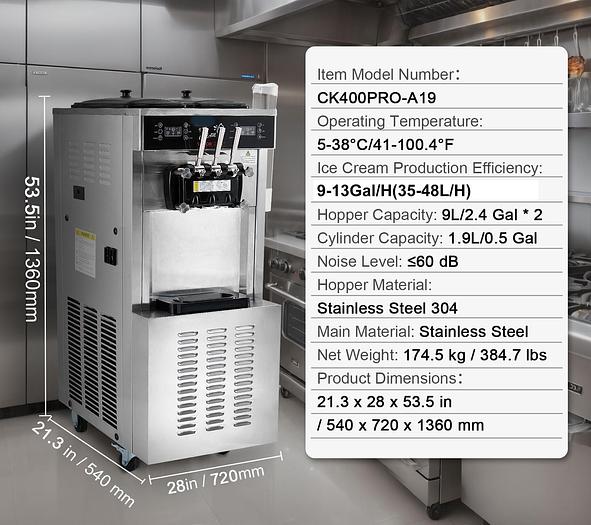 3 flavor soft serve machine