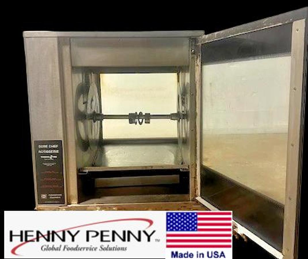 Used HENNY PENNY SCR-6" COMMERCIAL ELECTRIC DIGITAL CHICKEN ROTISSERIE OVEN 208V,3PH - C/W CHICKEN SPITS (SPEARS)