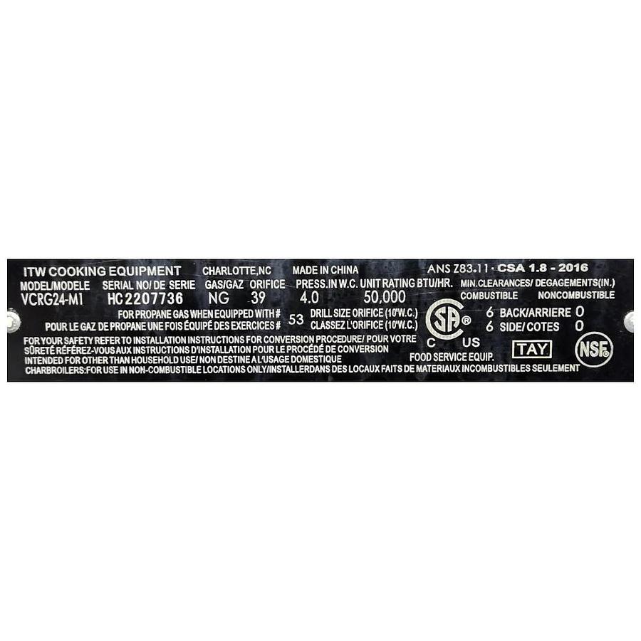 Used Vulcan VCRG24-M1 Countertop Griddle - Natural Gas -warranty