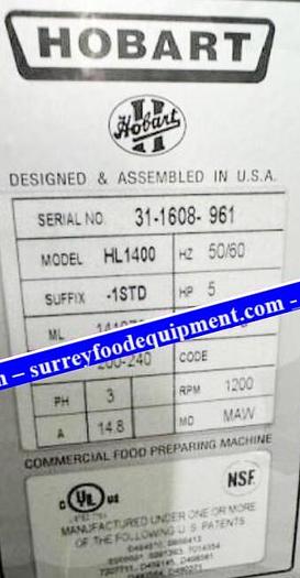 Refurbished HOBART LEGACY HL1400 140QT MIXER