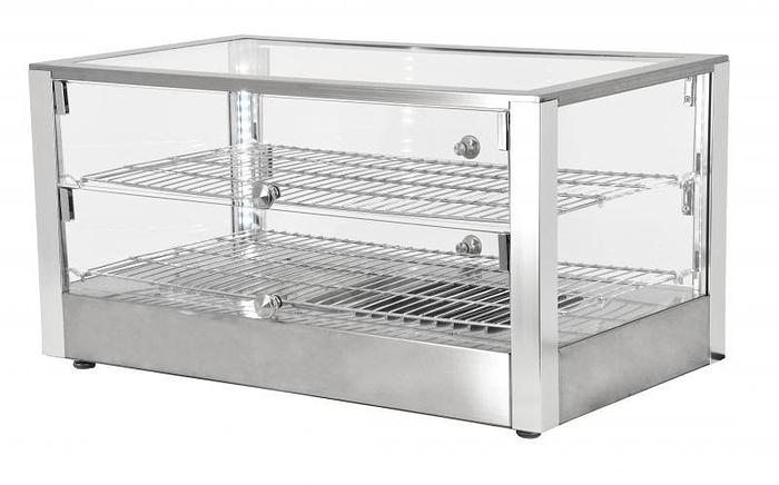  28-inch Countertop Display Warmer with 2 Front and 2 Rear Hinged Doors