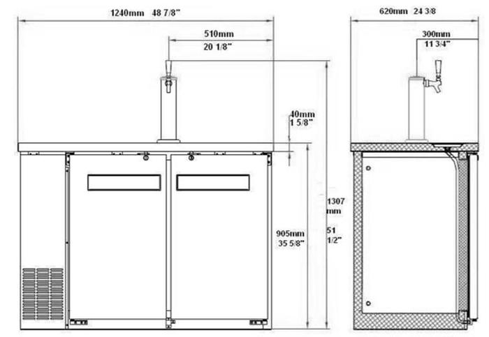 48" Back Bar Draft Cooler