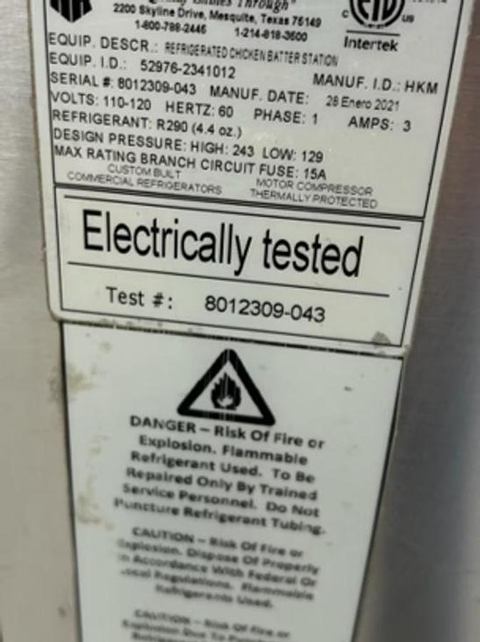 Used H and K International Refrigerated Chicken Batter Station