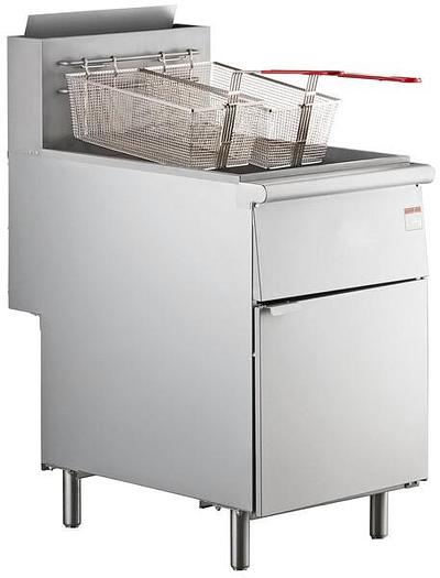 Natural Gas or Liquid Propane 70-100 lb. Stainless Steel Floor Fryer - 150,000 BTU