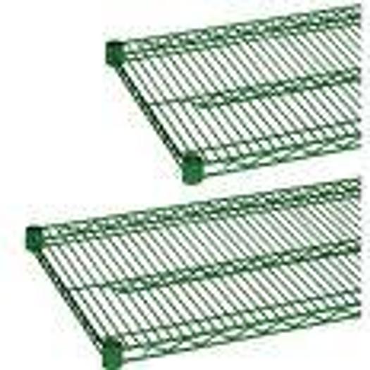 GREEN EPOXY COATED WIRE SHELVING AND POSTS - Check out the many sizes