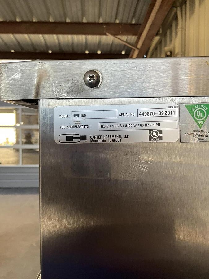 Used Carter Hoffmannn Heated Food Warmer Holding Warming Cabinet HotLogix HWU18D