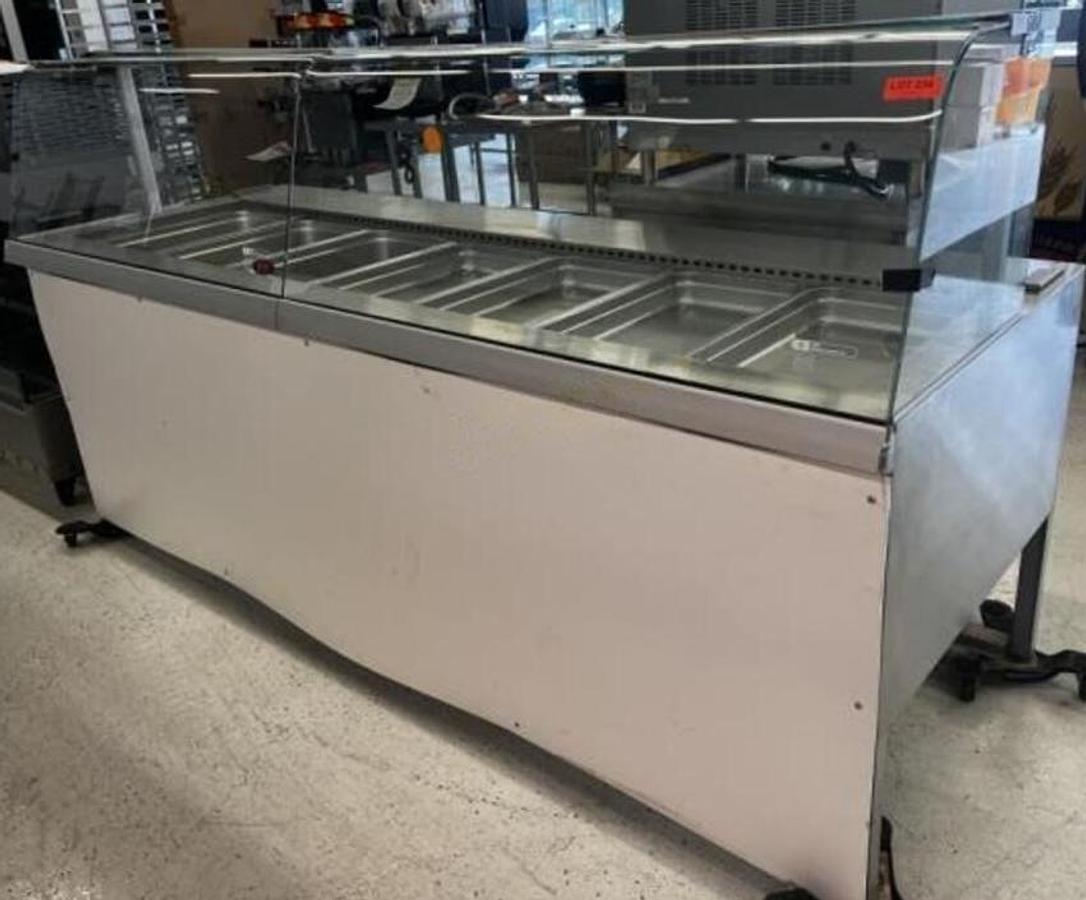 Used 8' QBD 7 Well Buffet Cooler w/ Glass Sneeze