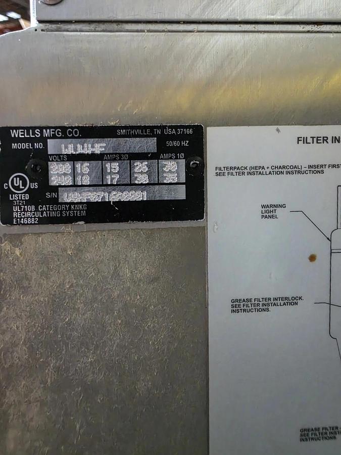 Used Wells Ventless Cooking System VCS2000 FOUR 9" FRENCH STYLE HOT PLATES - Cabinet